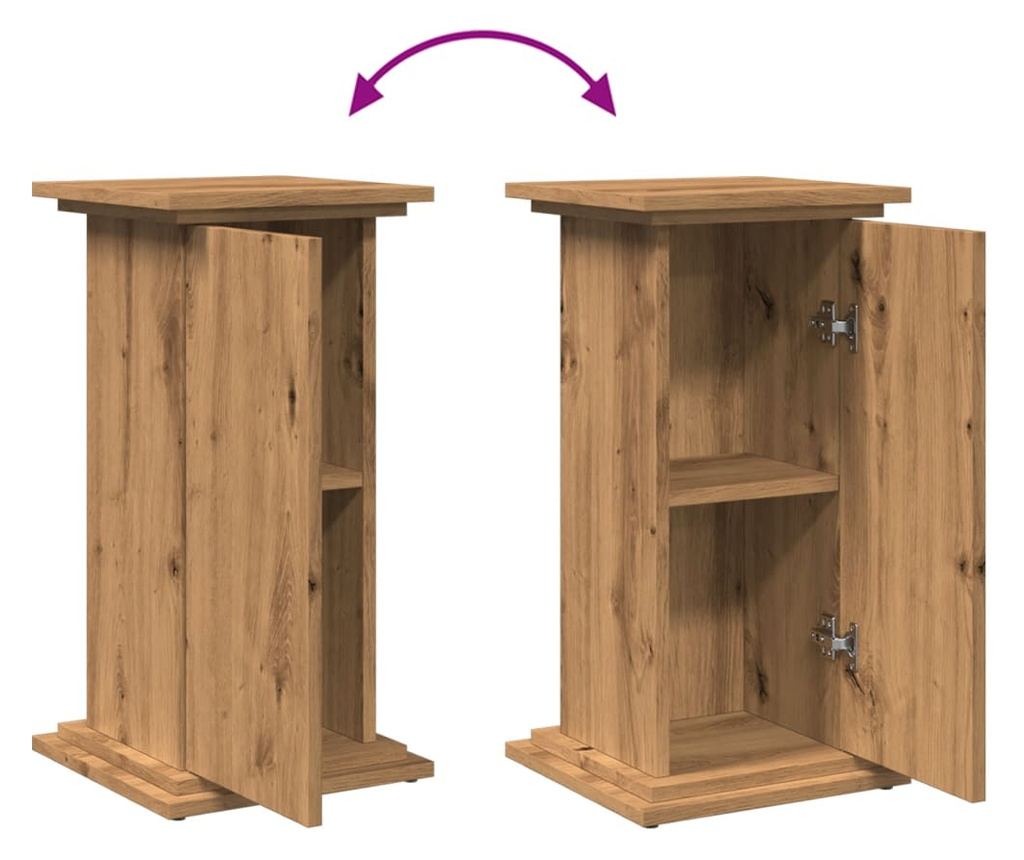 kézműves tölgy szerelt fa bemutatóállvány tárolóval 31x30x60 cm - 9