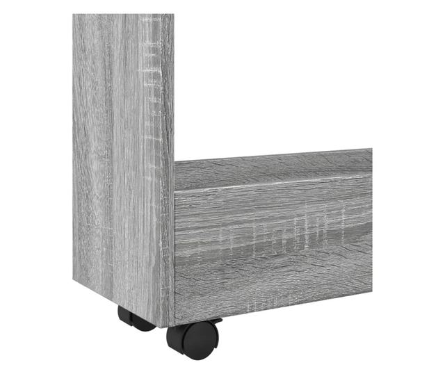 3 szintes szürke sonoma színű szerelt fa keskeny tárolókocsi