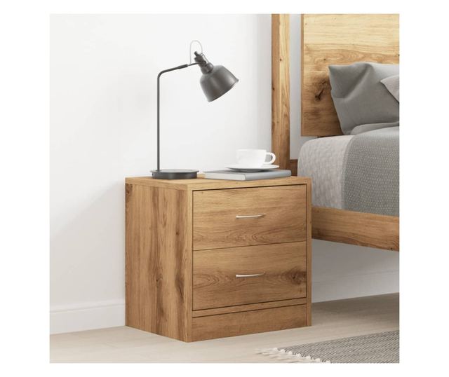 kézműves tölgy színű szerelt fa éjjeliszekrény 40 x 30 x 40 cm