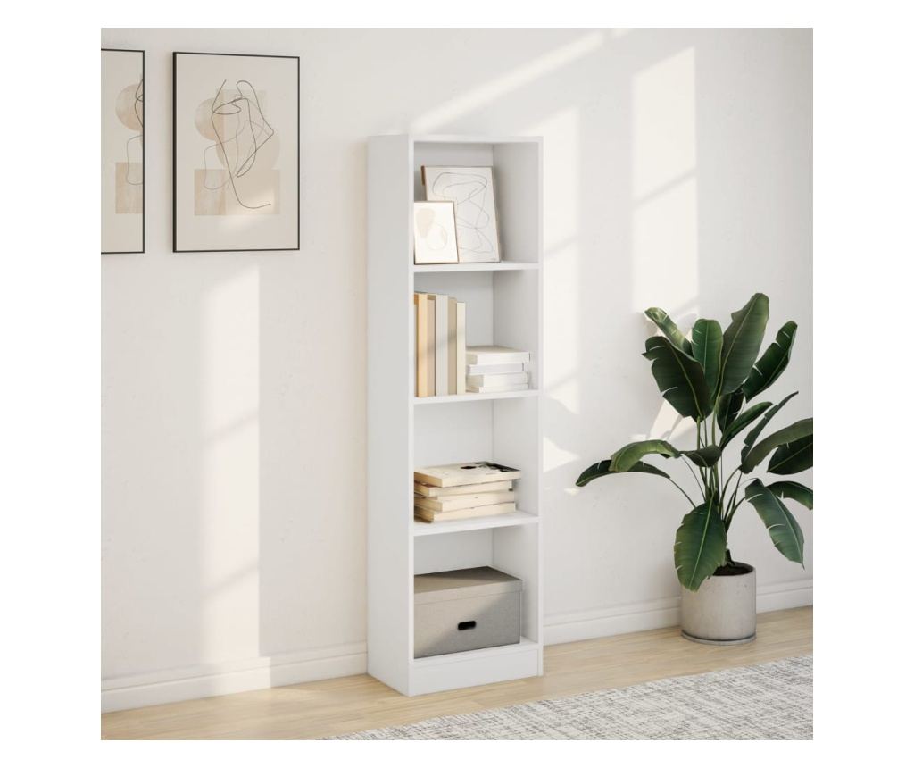 fehér szerelt fa könyvespolc 40 x 24 x 143 cm - 3