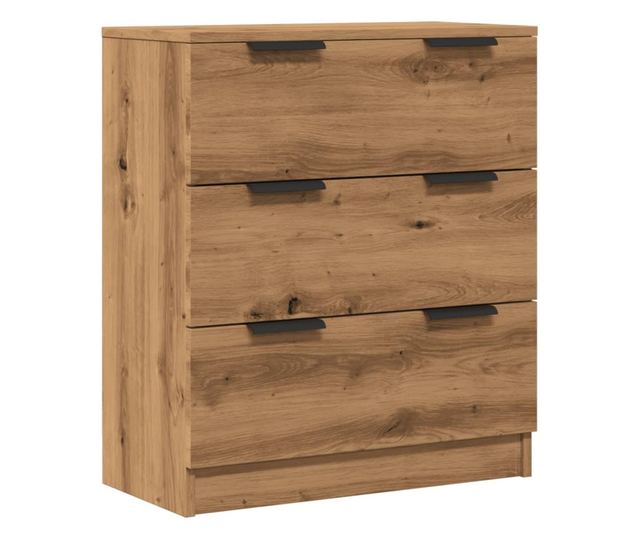 kézműves tölgy színű szerelt fa tálalószekrény 60 x 30 x 70 cm