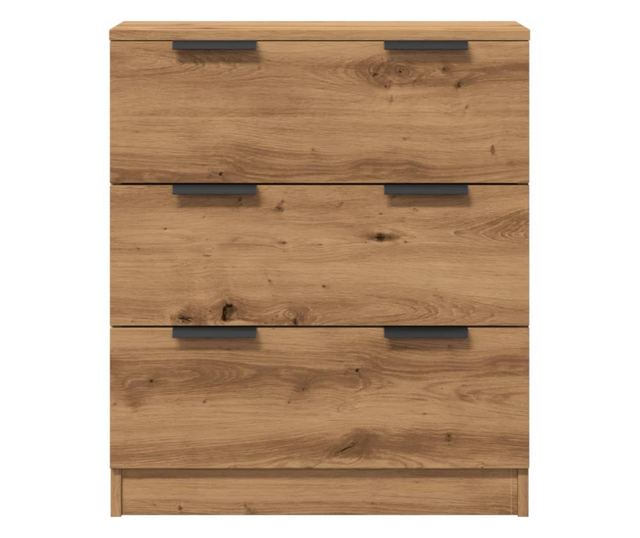 kézműves tölgy színű szerelt fa tálalószekrény 60 x 30 x 70 cm