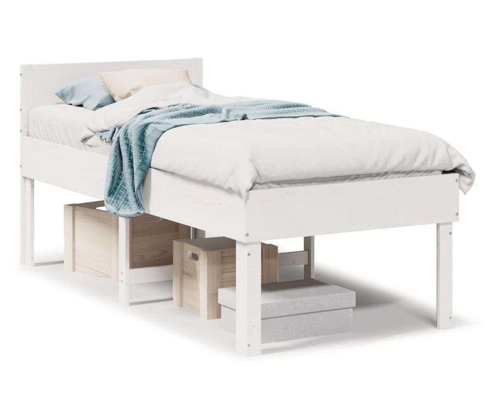 fehér tömör fenyőfa ágy matrac nélkül 75 x 190 cm - 2