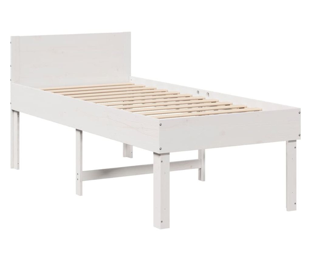 fehér tömör fenyőfa ágy matrac nélkül 75 x 190 cm - 3