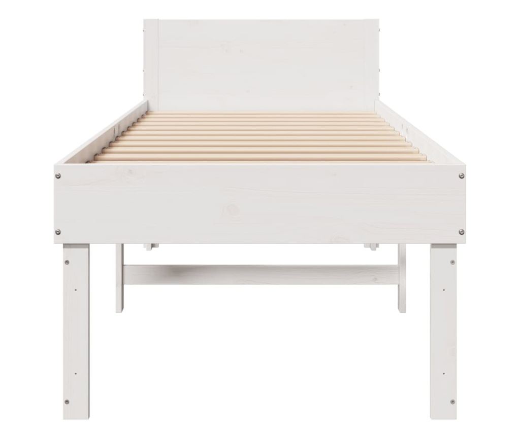 fehér tömör fenyőfa ágy matrac nélkül 75 x 190 cm - 4