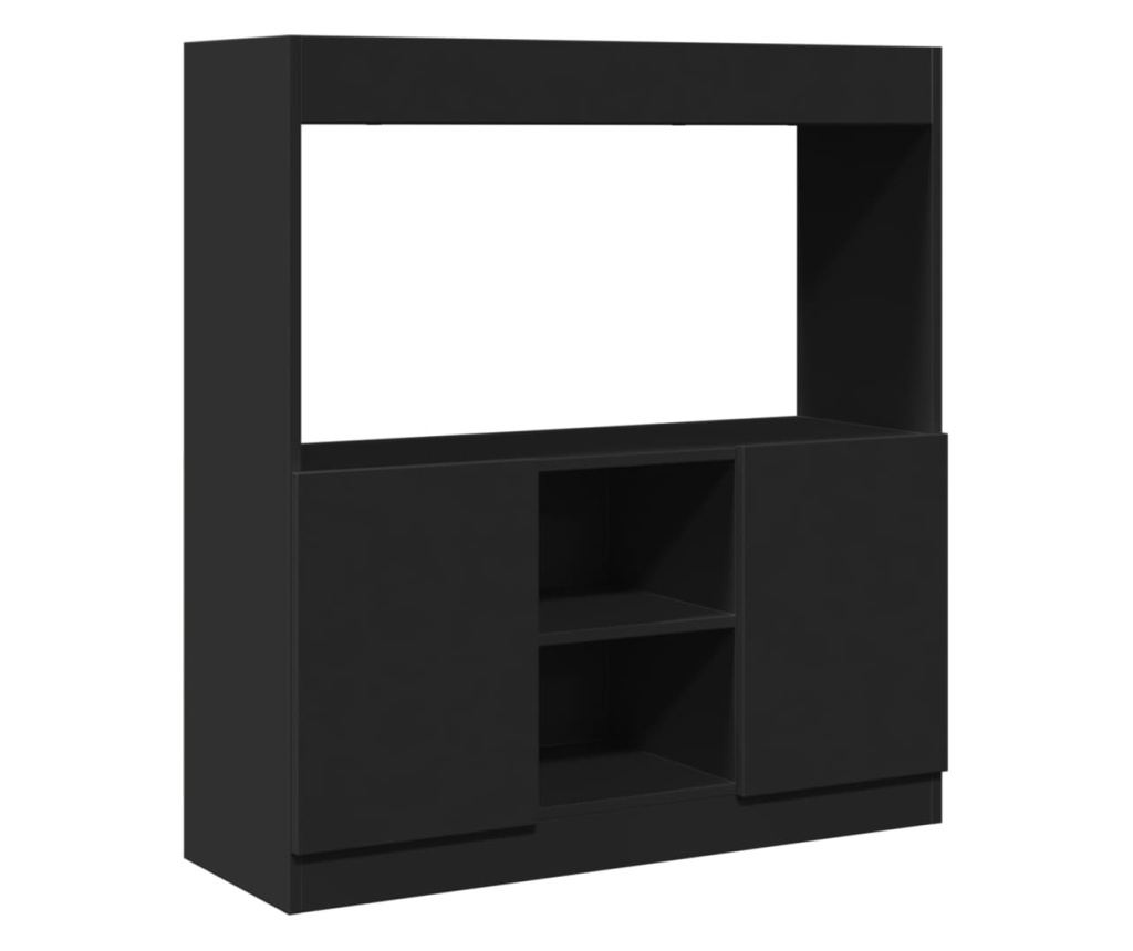 fekete szerelt fa magasszekrény 92 x 33 x 100 cm - 2