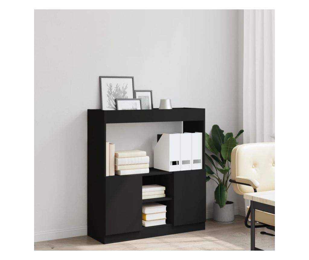 fekete szerelt fa magasszekrény 92 x 33 x 100 cm - 4