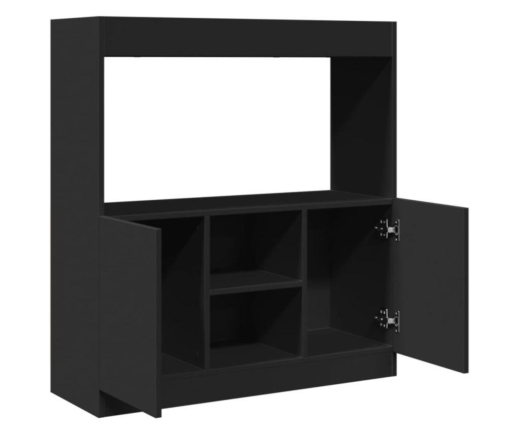 fekete szerelt fa magasszekrény 92 x 33 x 100 cm - 8