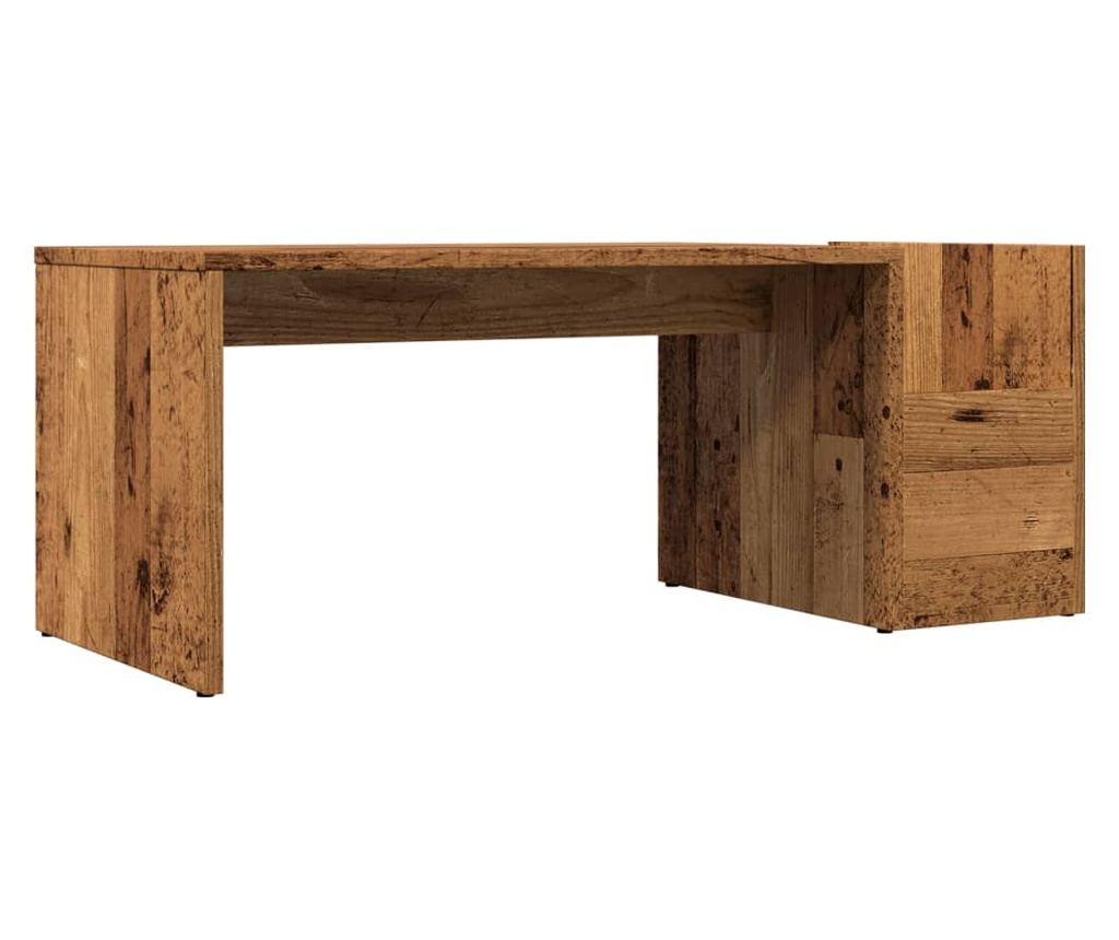 antik fa színű szerelt fa dohányzóasztal 90 x 45 x 35 cm - 2