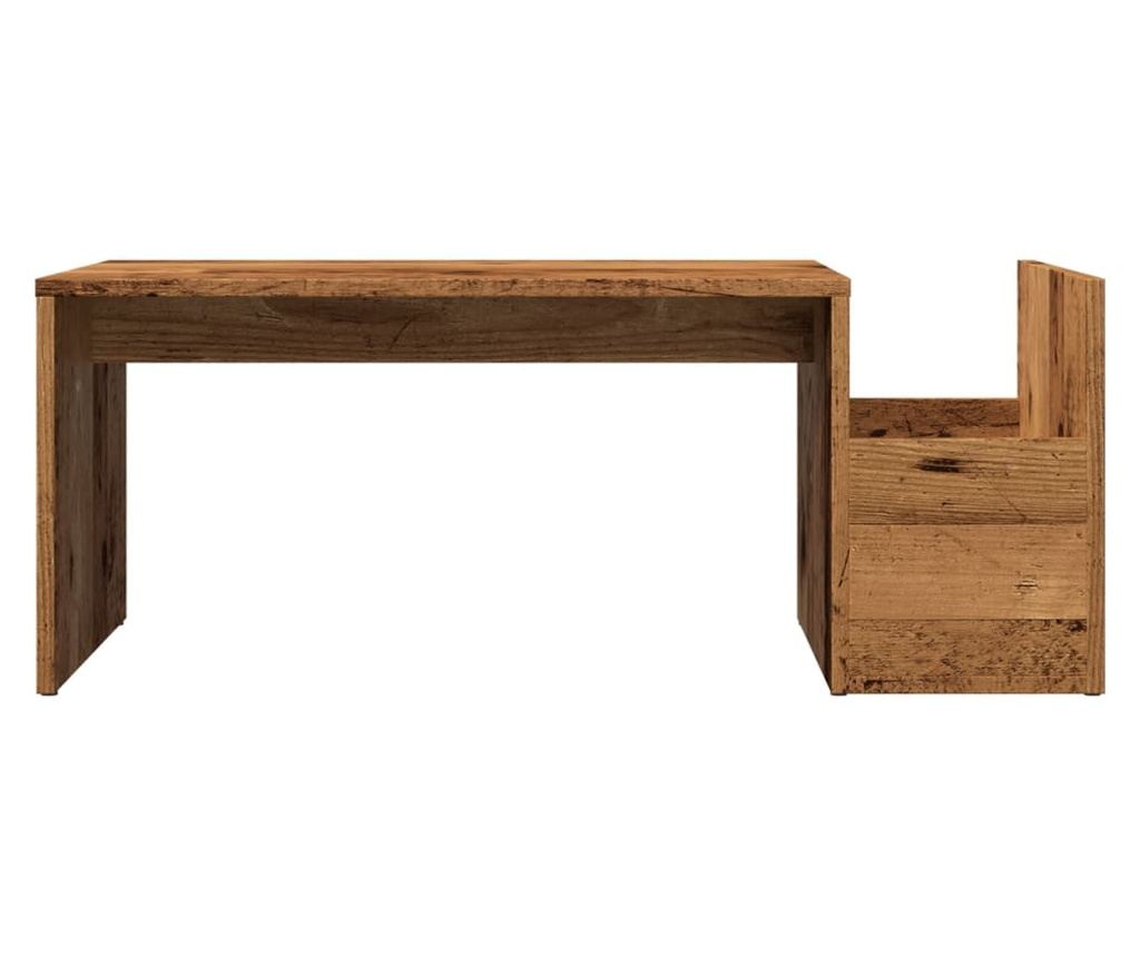 antik fa színű szerelt fa dohányzóasztal 90 x 45 x 35 cm - 4