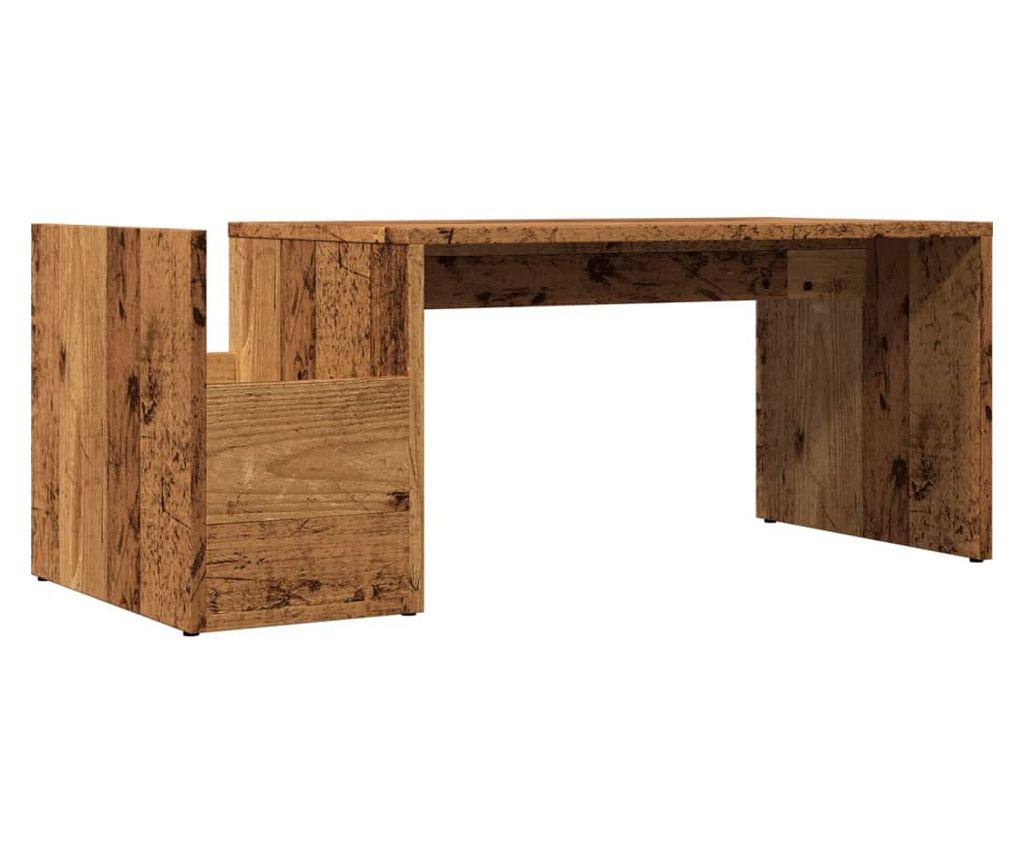 antik fa színű szerelt fa dohányzóasztal 90 x 45 x 35 cm - 6