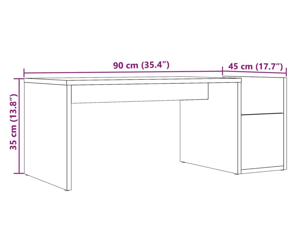 antik fa színű szerelt fa dohányzóasztal 90 x 45 x 35 cm - 9