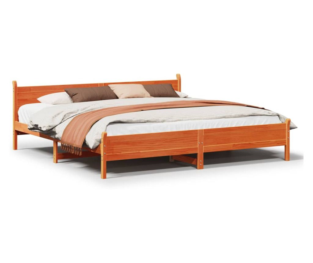 viaszbarna tömör fenyőfa ágy matrac nélkül 180 x 200 cm - 2