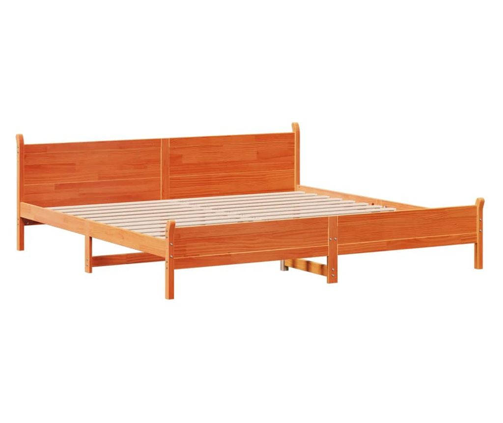 viaszbarna tömör fenyőfa ágy matrac nélkül 180 x 200 cm - 3