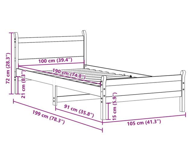 fehér tömör fenyőfa ágy matrac nélkül 100 x 200 cm