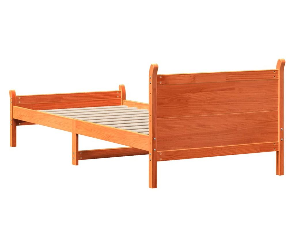 viaszbarna tömör fenyőfa ágy matrac nélkül 75 x 190 cm - 6