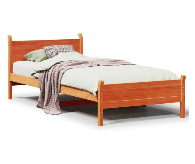 viaszbarna tömör fenyőfa ágy matrac nélkül 90 x 190 cm