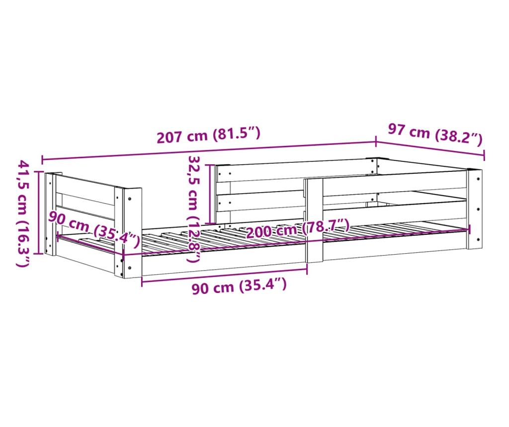 fehér tömör fenyőfa ágy matrac nélkül 90 x 200 cm - 9