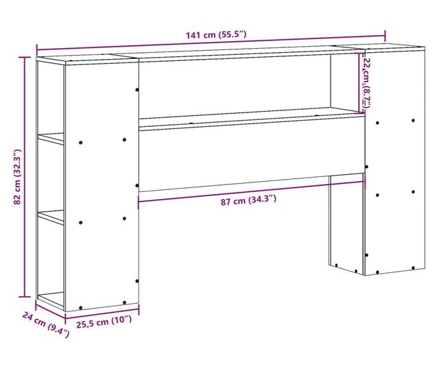 fehér tömör fenyőfa fejtámla tárolóval 135 cm
