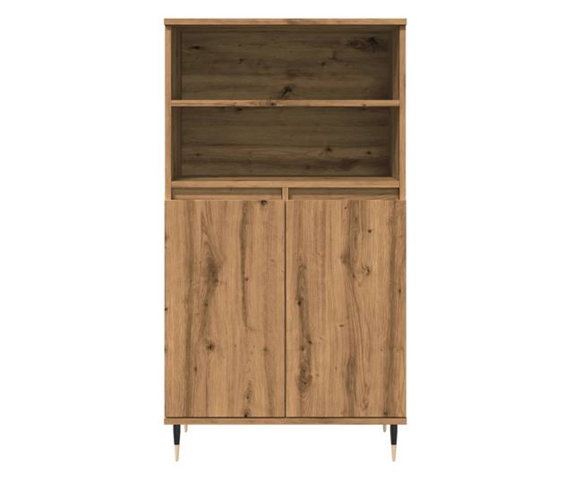 kézműves tölgy színű szerelt fa magasszekrény 60 x 36 x 110 cm