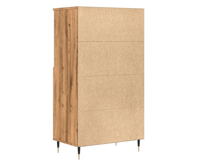 kézműves tölgy színű szerelt fa magasszekrény 60 x 36 x 110 cm