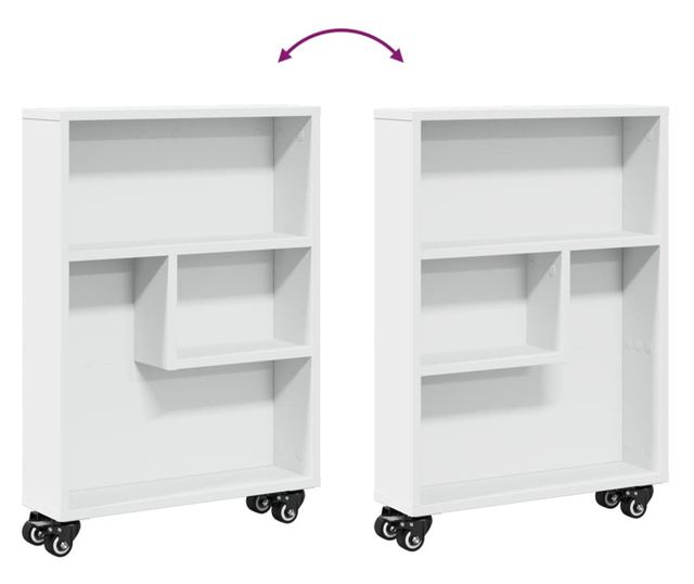 fehér szerelt fa keskeny tárolókocsi 48 x 13 x 68 cm