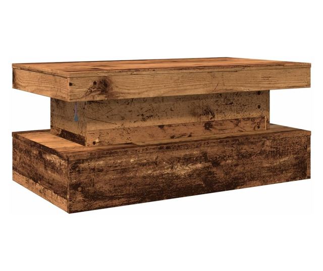 antik fa színű dohányzóasztal LED-lámpákkal 90x50x40 cm