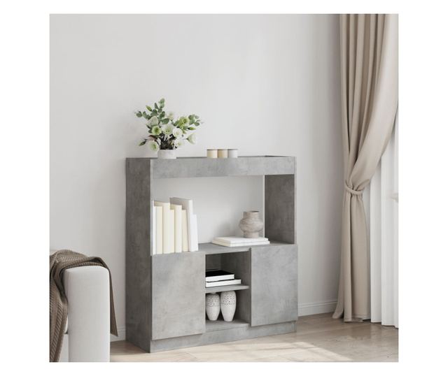 betonszürke szerelt fa magasszekrény 92 x 33 x 100 cm