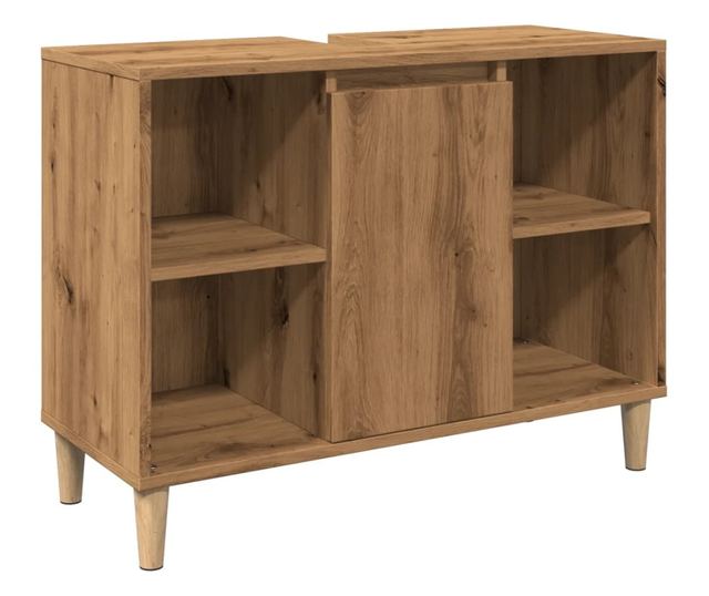 kézműves tölgy színű szerelt fa mosdószekrény 80 x 33 x 60 cm