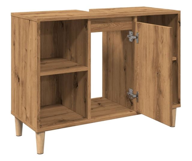 kézműves tölgy színű szerelt fa mosdószekrény 80 x 33 x 60 cm