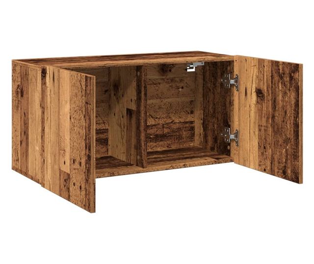 antik fa színű falra szerelhető TV-szekrény 80 x 30 x 41 cm