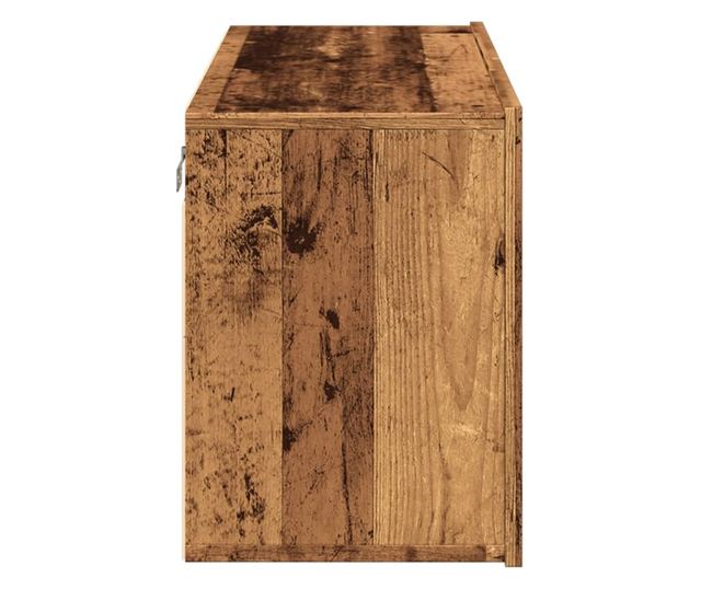 antik fa színű falra szerelhető TV-szekrény 80 x 30 x 41 cm