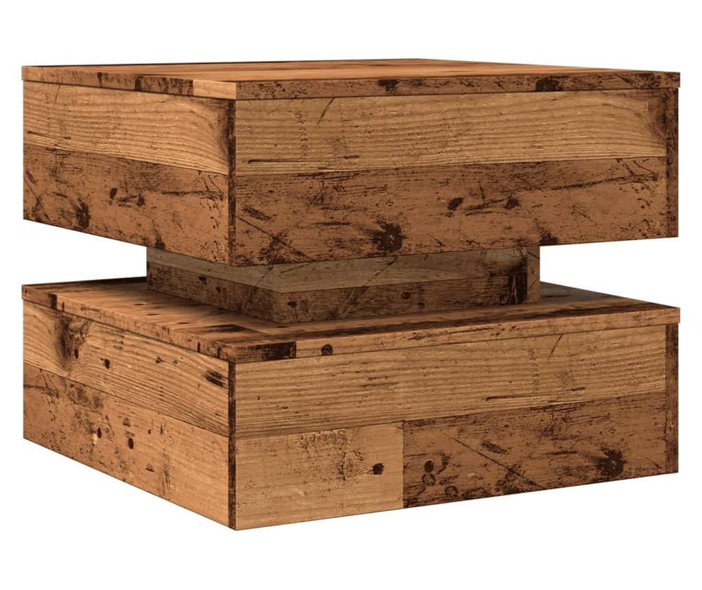antik fa színű dohányzóasztal LED-lámpákkal 50 x 50 x 40 cm - 3