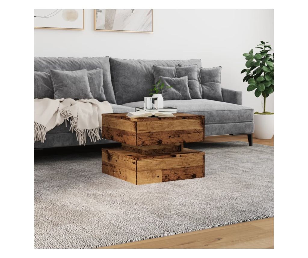 antik fa színű dohányzóasztal LED-lámpákkal 50 x 50 x 40 cm - 4