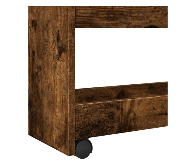 4 szintes füstös tölgy színű szerelt fa keskeny tárolókocsi