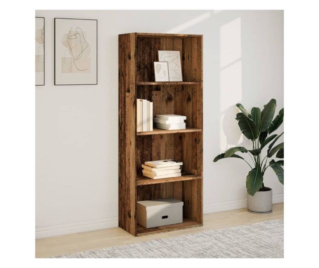 antik fa színű szerelt fa könyvespolc 60 x 30 x 152 cm