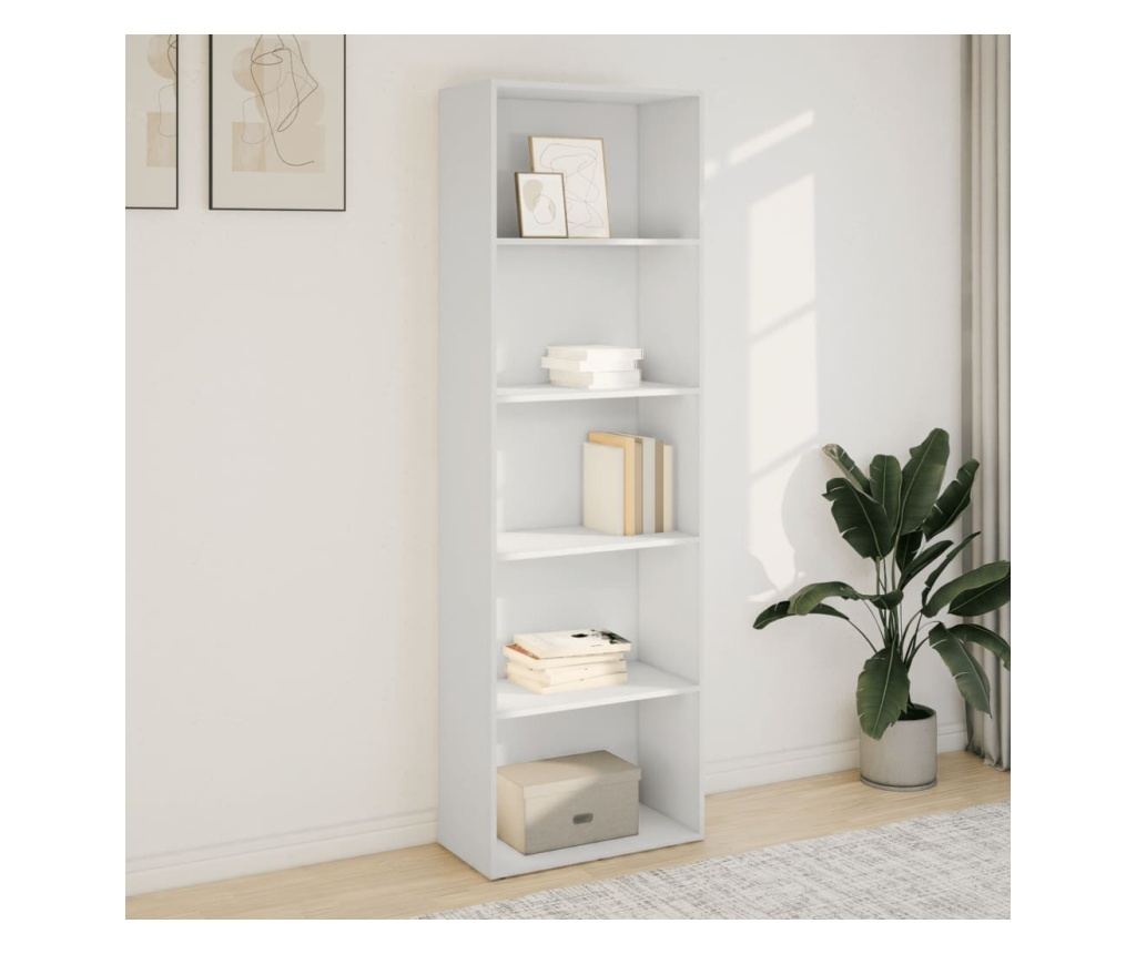 fehér szerelt fa könyvespolc 60 x 30 x 189 cm - 3