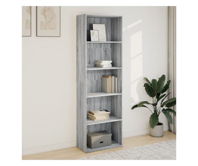 szürke sonoma színű szerelt fa könyvespolc 60 x 30 x 189 cm