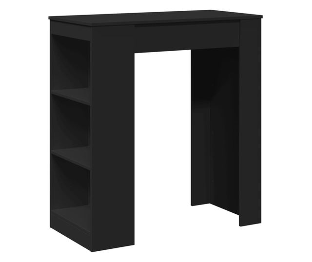 fekete szerelt fa tárolórekeszes bárasztal 95 x 47 x 103,5 cm