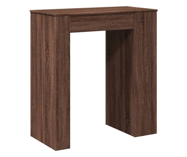 barna tölgy szerelt fa tárolórekeszes bárasztal 95x47x103,5 cm