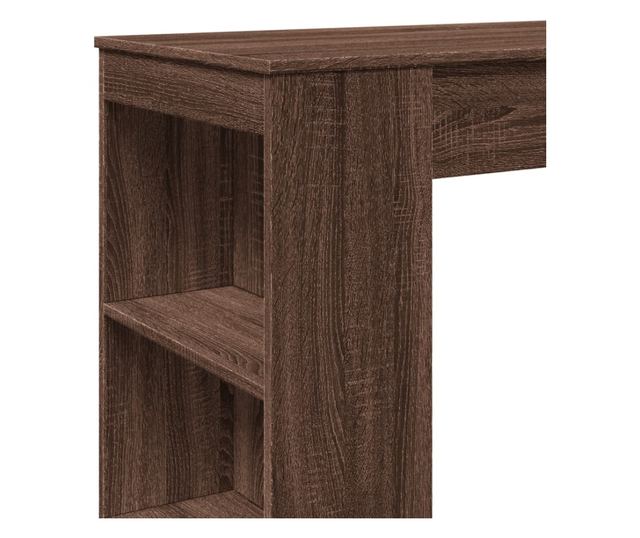 barna tölgy szerelt fa tárolórekeszes bárasztal 95x47x103,5 cm