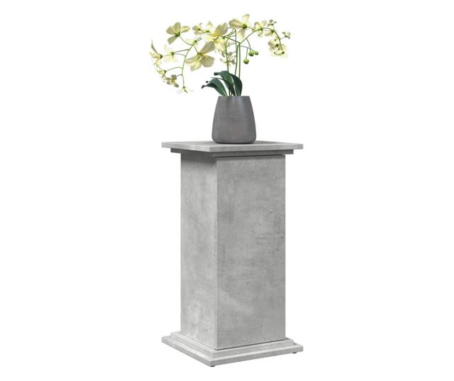 betonszürke szerelt fa bemutatóállvány tárolóval 31x30x60 cm