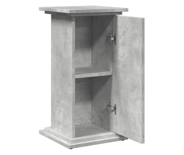 betonszürke szerelt fa bemutatóállvány tárolóval 31x30x60 cm