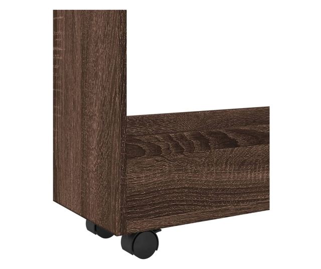 3 szintes barna tölgy színű szerelt fa keskeny tárolókocsi