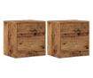 2 db antik fa színű szerelt fa éjjeliszekrény 40 x 30 x 40 cm
