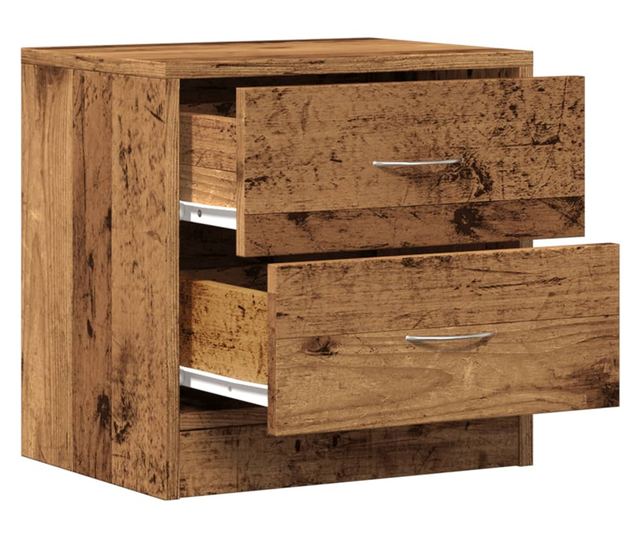 2 db antik fa színű szerelt fa éjjeliszekrény 40 x 30 x 40 cm