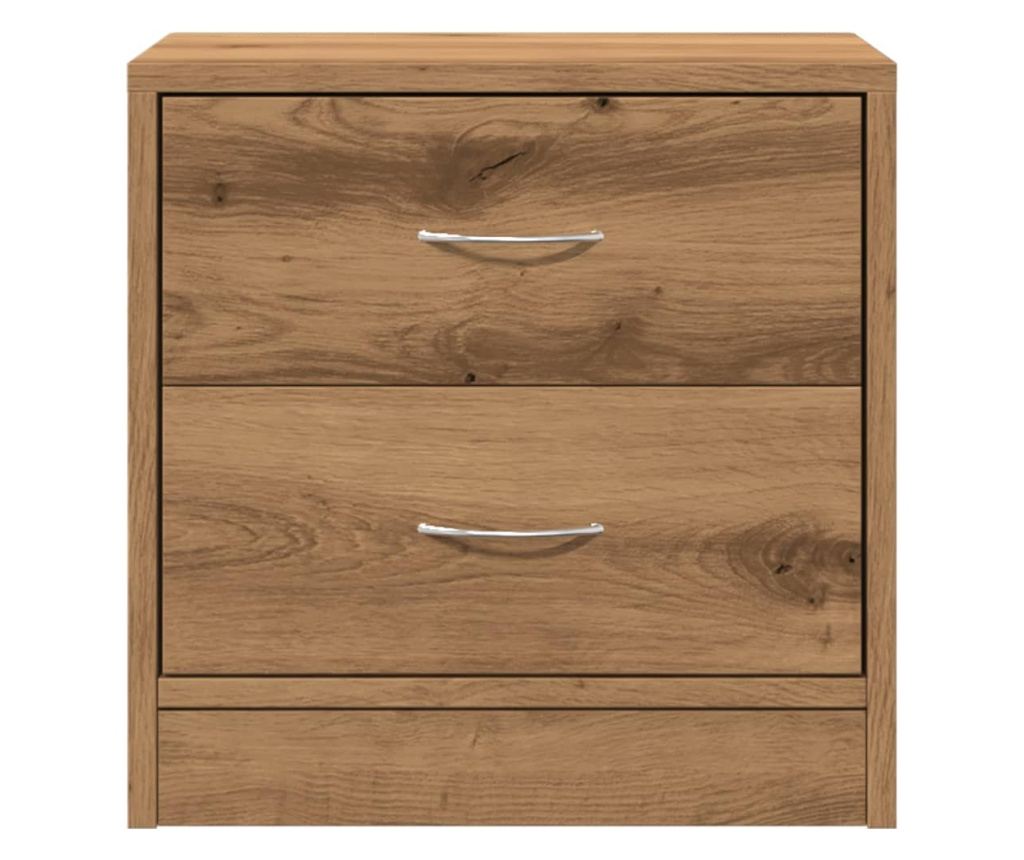 2 db kézműves tölgy színű szerelt fa éjjeliszekrény 40x30x40 cm - 4