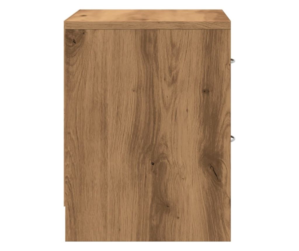 2 db kézműves tölgy színű szerelt fa éjjeliszekrény 40x30x40 cm - 6