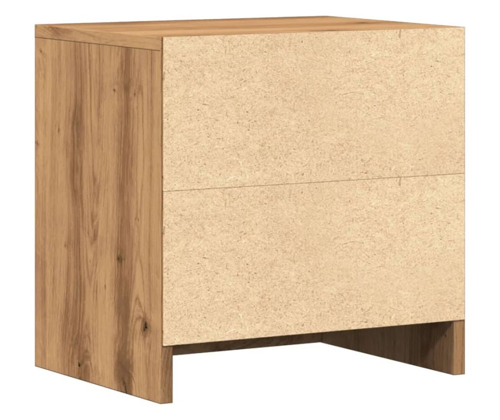 2 db kézműves tölgy színű szerelt fa éjjeliszekrény 40x30x40 cm - 7