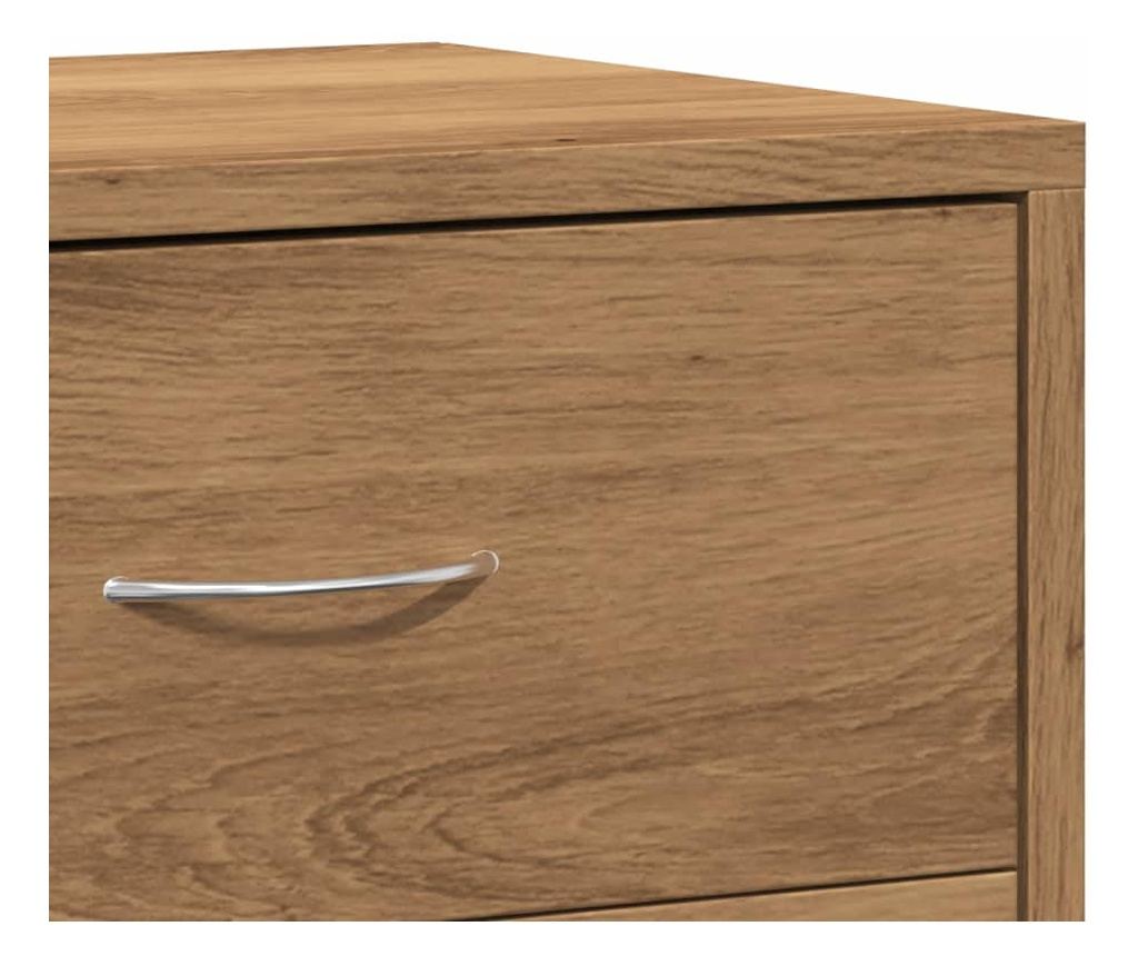 2 db kézműves tölgy színű szerelt fa éjjeliszekrény 40x30x40 cm - 8